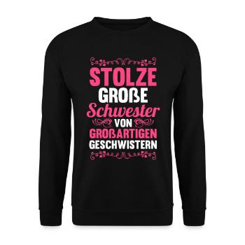 Geschwister Schwestern Schwester - Unisex Pullover - Schwarz - Vorne - Alina (178cm) & Michal (187cm)