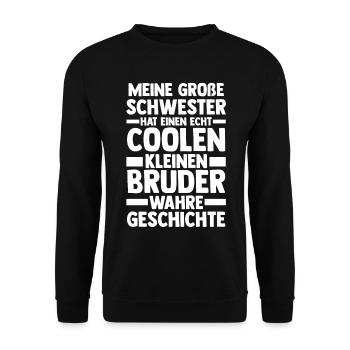 Geschwister Bruder Schwestern Schwester - Unisex Pullover - Schwarz - Vorne - Alina (178cm) & Michal (187cm)