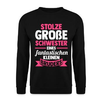 Geschwister Schwestern Bruder Schwester - Unisex Pullover - Schwarz - Vorne - Alina (178cm) & Michal (187cm)