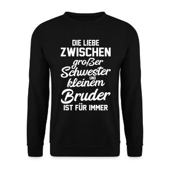 Geschwister Bruder Schwestern Schwester - Unisex Pullover - Schwarz - Vorne - Alina (178cm) & Michal (187cm)