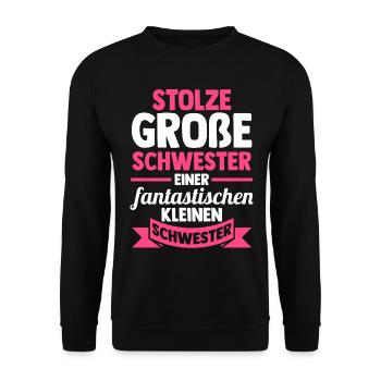 Geschwister Schwestern Schwester - Unisex Pullover - Schwarz - Vorne - Alina (178cm) & Michal (187cm)