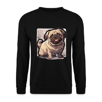 Mops Mops Hund Mops Geschenke Mops Liebhaber - Unisex Pullover - Schwarz - Vorne - Alina (178cm) & Michal (187cm)
