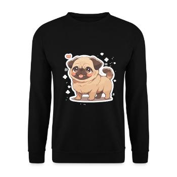 Mops Mops Hund Mops Geschenke Mops Liebhaber - Unisex Pullover - Schwarz - Vorne - Alina (178cm) & Michal (187cm)