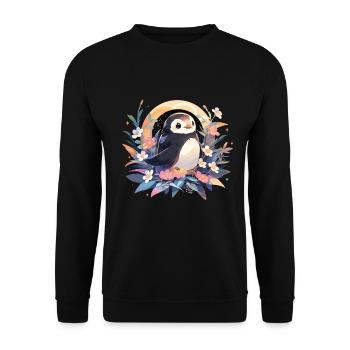 Pinguin - Unisex Pullover - Schwarz - Vorne - Alina (178cm) & Michal (187cm)