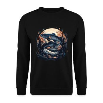Fish Fish Pike Carp Angler Fish Fishing - Unisex Sweatshirt - black - Front - Alina (178cm) & Michal (187cm)
