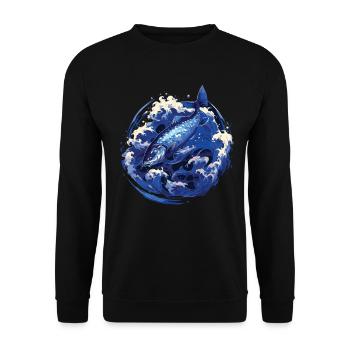 Fish Fish Pike Carp Angler Fish Fishing - Unisex Sweatshirt - black - Front - Alina (178cm) & Michal (187cm)