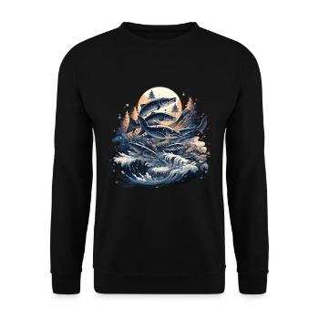 Fish Fish Pike Carp Angler Fish Fishing - Unisex Sweatshirt - black - Front - Alina (178cm) & Michal (187cm)