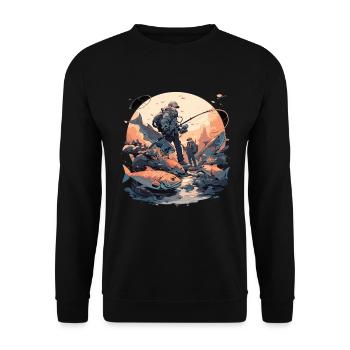 Father and son fishing - Unisex Sweatshirt - black - Front - Alina (178cm) & Michal (187cm)