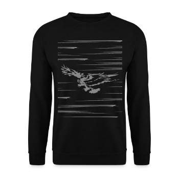 SILHOUETTE OF FLYING EAGLE SKETCH - Unisex Pullover - Schwarz - Vorne - Alina (178cm) & Michal (187cm)