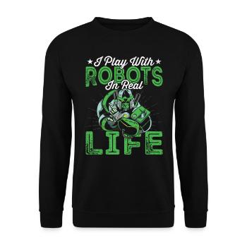 Robotik-liebhaber, Ich Spiele Mit - Unisex Pullover - Schwarz - Vorne - Alina (178cm) & Michal (187cm)