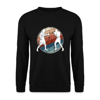 Boxen Retro - Unisex Pullover - Schwarz - Vorne - Alina (178cm) & Michal (187cm)