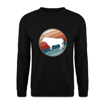 Kuh Retro - Unisex Pullover - Schwarz - Vorne - Alina (178cm) & Michal (187cm)
