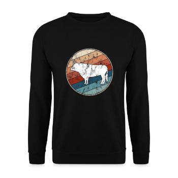Kuh Retro - Unisex Pullover - Schwarz - Vorne - Alina (178cm) & Michal (187cm)