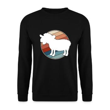 Schaf Retro - Unisex Pullover - Schwarz - Vorne - Alina (178cm) & Michal (187cm)