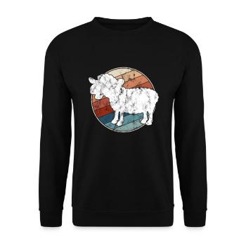 Schaf Retro - Unisex Pullover - Schwarz - Vorne - Alina (178cm) & Michal (187cm)