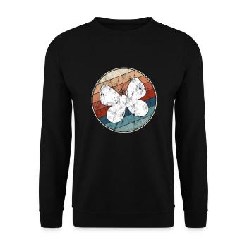 Schmetterling Retro - Unisex Pullover - Schwarz - Vorne - Alina (178cm) & Michal (187cm)