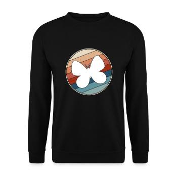 Schmetterling Retro - Unisex Pullover - Schwarz - Vorne - Alina (178cm) & Michal (187cm)