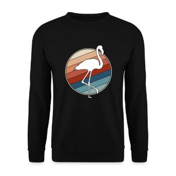 Flamant rose Rétro - Sweat-shirt Unisexe - noir - Devant - Alina (178cm) & Michal (187cm)