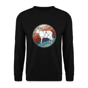 Kuh Retro - Unisex Pullover - Schwarz - Vorne - Alina (178cm) & Michal (187cm)