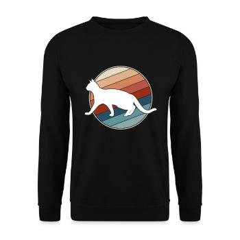 Katze Retro - Unisex Pullover - Schwarz - Vorne - Alina (178cm) & Michal (187cm)