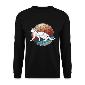 Katze Retro - Unisex Pullover - Schwarz - Vorne - Alina (178cm) & Michal (187cm)