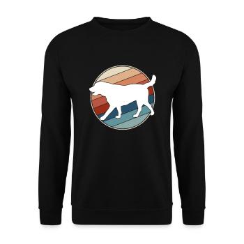 Hund Retro - Unisex Pullover - Schwarz - Vorne - Alina (178cm) & Michal (187cm)
