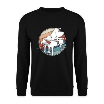 Klavier Retro - Unisex Pullover - Schwarz - Vorne - Alina (178cm) & Michal (187cm)
