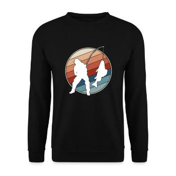 Fishing Retro - Unisex Sweatshirt - black - Front - Alina (178cm) & Michal (187cm)