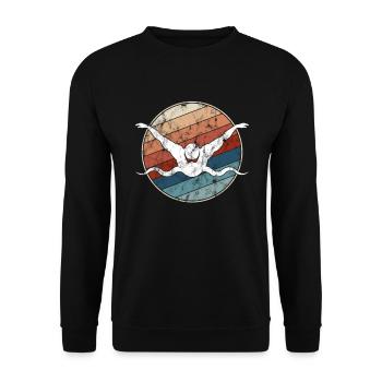 Swimming Retro - Unisex Sweatshirt - black - Front - Alina (178cm) & Michal (187cm)