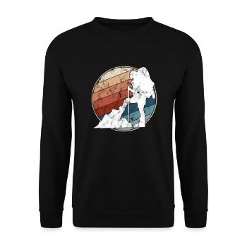 Bergsteigen retro - Unisex Pullover - Schwarz - Vorne - Alina (178cm) & Michal (187cm)