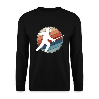 Fechten Retro - Unisex Pullover - Schwarz - Vorne - Alina (178cm) & Michal (187cm)