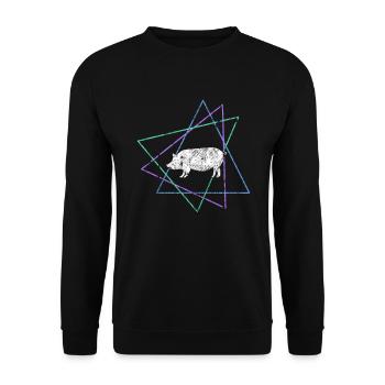 Schwein - Unisex Pullover - Schwarz - Vorne - Alina (178cm) & Michal (187cm)