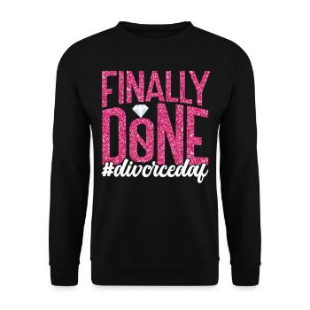 Happy Divorce Party Finally Done - Unisex Pullover - Schwarz - Vorne - Alina (178cm) & Michal (187cm)