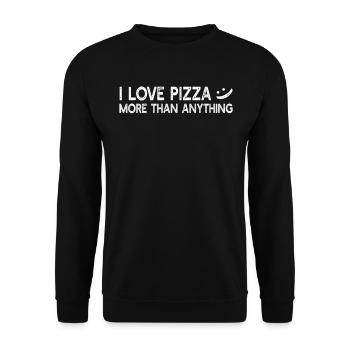 Pizza Lover - I love pizza more than anything - Unisex Pullover - Schwarz - Vorne - Alina (178cm) & Michal (187cm)