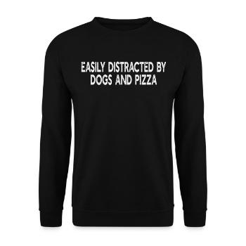 Dog Lover Pizza Lover - Facilement distrait par les chiens - Sweat-shirt Unisexe - noir - Devant - Alina (178cm) & Michal (187cm)