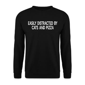 Cat Lover Pizza Lover - Facilement distrait par les chats - Sweat-shirt Unisexe - noir - Devant - Alina (178cm) & Michal (187cm)