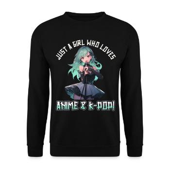 Juste une fille qui aime l’anime et la K-Pop - Sweat-shirt Unisexe - noir - Devant - Alina (178cm) & Michal (187cm)