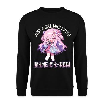 Juste une fille qui aime l’anime et la K-Pop - Sweat-shirt Unisexe - noir - Devant - Alina (178cm) & Michal (187cm)