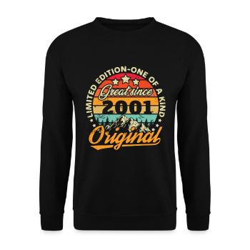 Vintage 2001 Gift - 22/23 years - Unisex Sweatshirt - black - Front - Alina (178cm) & Michal (187cm)