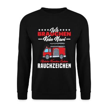 Feuerwehr Feuerwehrmann - Unisex Pullover - Schwarz - Vorne - Alina (178cm) & Michal (187cm)