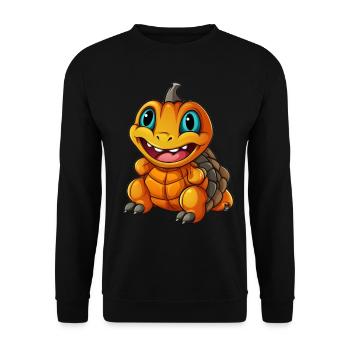 Sea Turtle Pumpkin Lazy Halloween Party Food - Unisex Sweatshirt - black - Front - Alina (178cm) & Michal (187cm)