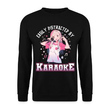 Facilement distrait par le karaoké - Sweat-shirt Unisexe - noir - Devant - Alina (178cm) & Michal (187cm)