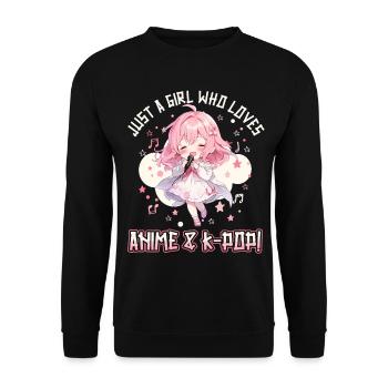 Juste une fille qui aime l’anime et la K-Pop - Sweat-shirt Unisexe - noir - Devant - Alina (178cm) & Michal (187cm)