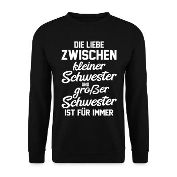 Geschwister Schwestern Schwester - Unisex Pullover - Schwarz - Vorne - Alina (178cm) & Michal (187cm)