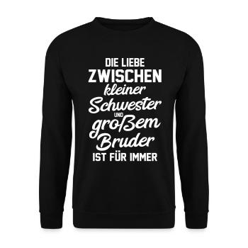 Geschwister Bruder Schwestern Schwester - Unisex Pullover - Schwarz - Vorne - Alina (178cm) & Michal (187cm)