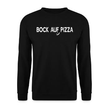 Funny Pizza - Bock Auf Pizza - Unisex Pullover - Schwarz - Vorne - Alina (178cm) & Michal (187cm)