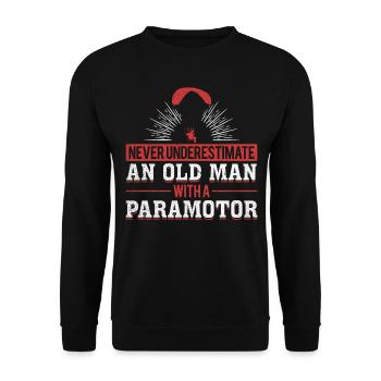 Parapente motorisé Vieil homme avec un paramoteur - Sweat-shirt Unisexe - noir - Devant - Alina (178cm) & Michal (187cm)