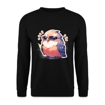 Vogel Vögel Lustige Tiere Waldbewohner Tier - Unisex Pullover - Schwarz - Vorne - Alina (178cm) & Michal (187cm)