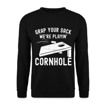 Cornhole Player Cornhole Board - Unisex Sweatshirt - black - Front - Alina (178cm) & Michal (187cm)