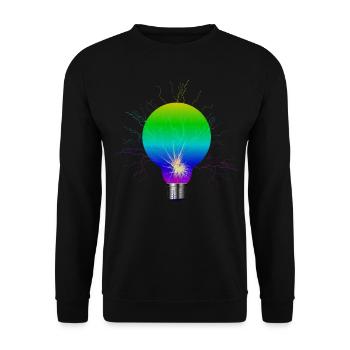 Glühbirne - Lampe - Grafik - Leuchte - Unisex Pullover - Schwarz - Vorne - Alina (178cm) & Michal (187cm)